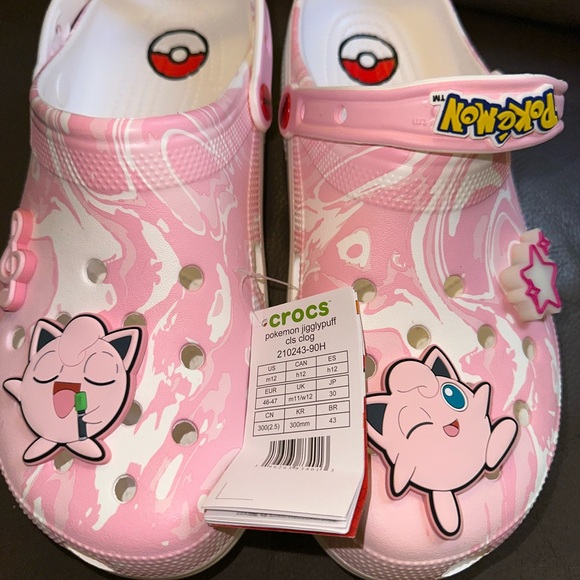 NIB Pokemon Crocs Jigglypuff Pink Classic Clogs Size Men 12 - Picture 3 of 11